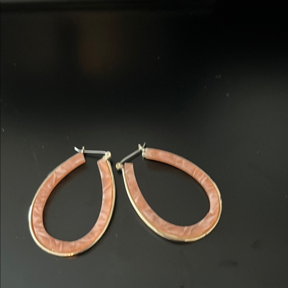 Pink and Gold Textured Hoop Earrings